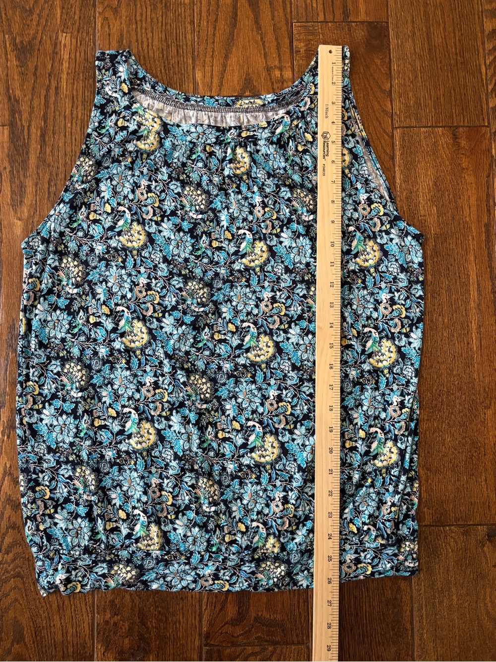 LOFT Teal and Navy Floral Scoop Neck Tank - Picture 8 of 9